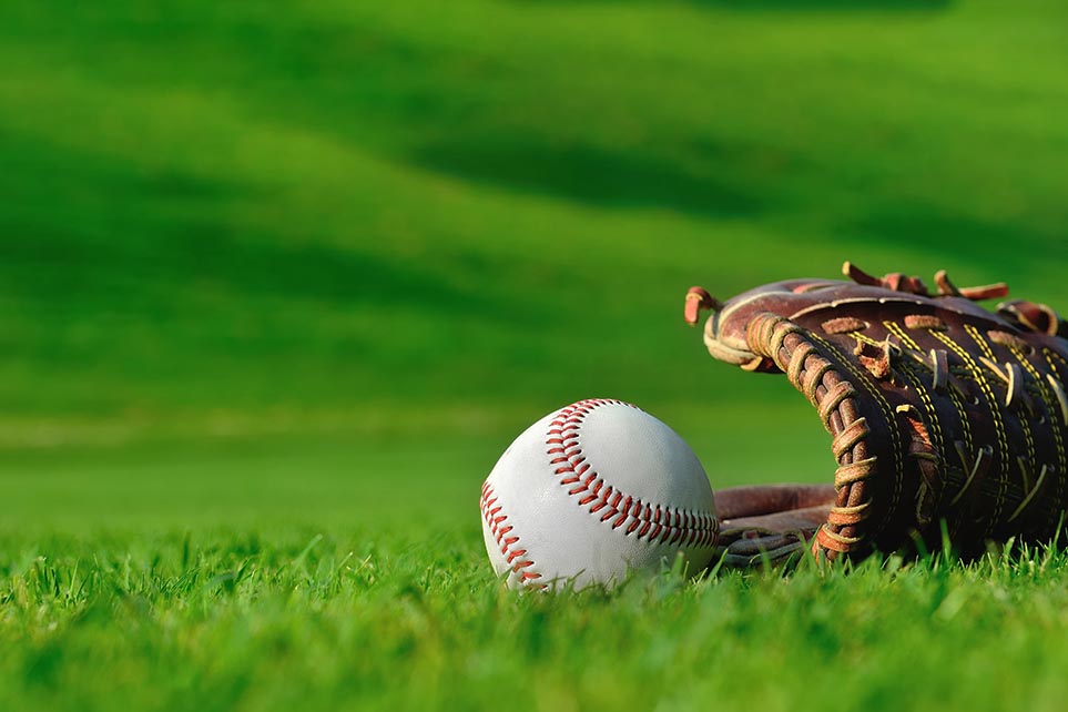 Baseball ball on the grass